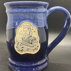 2003 Arizona Renaissance Festival Ceramic Pottery Mug Cup Blue Queen Lady Castle